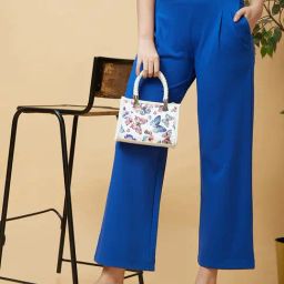 Globus Blue Relaxed Fit High Rise Trousers-image-66