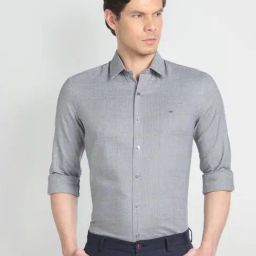 Arrow Newyork Grey Cotton Slim Fit Self Pattern Shirt-image-93