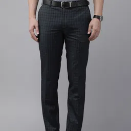 Park Avenue Men Checked Formal Trouser-image-84