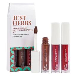 JUST HERBS Herb-Enriched Matte Liquid Lipstick Kit - Day + Office Look-26