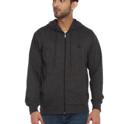 Turtle Grey Regular Fit Self Pattern Hooded Sweatshirt-6