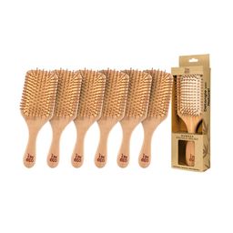 IMECO Set Of 6 Detangling Bamboo Flat Paddle Brush Combs-7