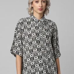 Only Black & white Floral Print Shirt-image-56