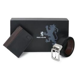 Red Tape Black & Brown Textured Leather Belt & Wallet Gift set-image-15