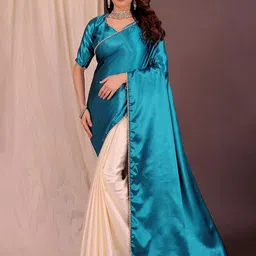 Florence Colourblocked Beads and Stones Satin Half and Half Saree-picture-33
