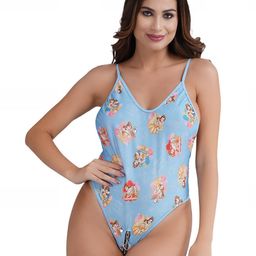 SSoShHub Women Printed Shoulder Strap Zip Bodysuit-image-89