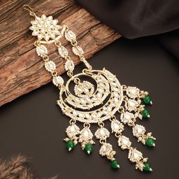 Jazz and Sizzle Gold-Plated Kundan Studded And Beaded Jhumar Passa-89