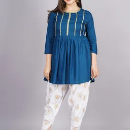 TFP Women Floral Yoke Design Regular Gotta Patti Kurta with Dhoti Pants-32