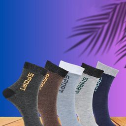 MJE Pack Of 5 Printed Mid Rise Ankle Length Socks-image-107