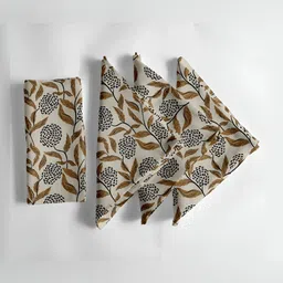 Vargottam 12Pcs Beige & Brown Printed Cotton Table Napkins-22