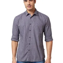 Parx Grey Slim Fit Check Shirt-image-10