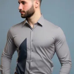 HE SPOKE Grey Tailored Fit Shirt-picture-46