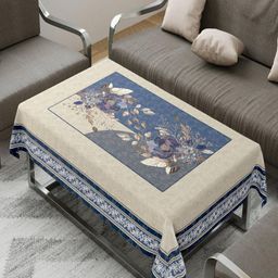 Cloth Fusion Blue Floral Anti-Slip 6-Seater Table Cover-image-20