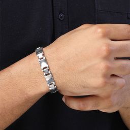 Bohey by KARATCART Men Handcrafted Silver-Plated Link Bracelet-image-63