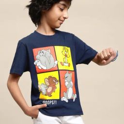 Kidsville Multicolor Cotton Printed Tom & Jerry T-Shirt-image-90