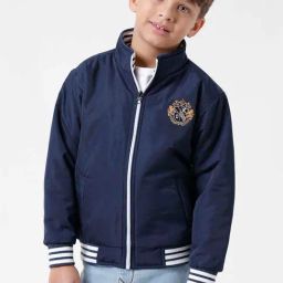 Kate & Oscar Kids Navy Embroidered Full Sleeves Jacket-image-64