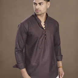DIVISIVE Mandarin Collar Cotton Relaxed Fit Short Kurta-image-72