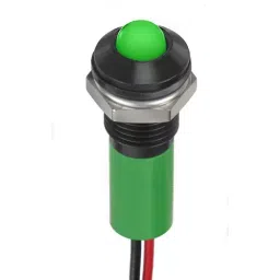 RS PRO Green Panel Mount Indicator 12V DC, Mounting Hole Size 8 mm, Termination Type Lead Wires, IP Rating IP67, Model No 2494329-17