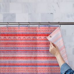 ArtzFolio Red & Blue Abstract Printed Waterproof Shower Curtain image 4
