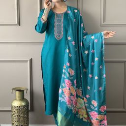Siya Fashion Women Embroidered Regular Kurta with Trousers & With Dupatta-36