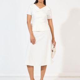 Styli Women V-Neck Peplum Style Blazer Dress-image-29