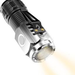 STAR WORK Pocket Flash Ligh High Lumens with USB Cable LED Handy Torch,Pocket Flash Light,Rechargeable Flashlight Torch Lamp for Camping, Traveling. (Black and White) image 1