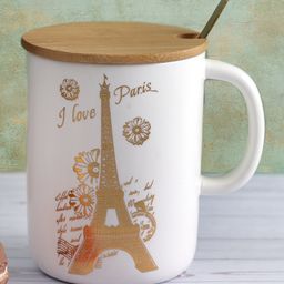 A Vintage Affair I love Paris Ceramic Mug With Lid And Spoon Gold - 350 ml-14