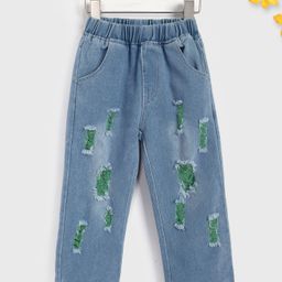 Kookie Kids Full Length Denim Distressed Jeans - Light Blue-image-94