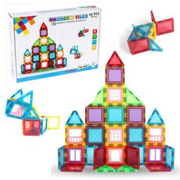 HAPPY HUES Magnetic Tiles 45 pcs Building Blocks for Kids 3D Clear Educational Toys STEM Magnetic Blocks Toys for Kids Ages 3 4 5 6 7 8 10 Year Old Boys Girls Creative Gift- Multicolor-image-84