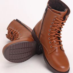 Pine Kids Winter Boots With Zipper & Lace Closure - Brown-image-37