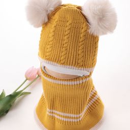 Babyhug Acrylic Cable Knit Monkey Cap - Mustard-image-48