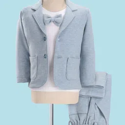 Robo Fry Cotton DC Full Sleeves Party Suits Solid Colour - Blue & White-picture-28