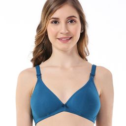 Bella Mama Cotton Blend Eco Jiva Finish Bra Solid Colour - Teal-picture-15