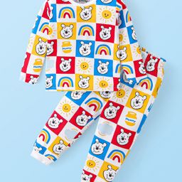 Babyhug Disney Single Jersey Full Sleeves Night Suit with Winnie the Pooh Print - White-image-97