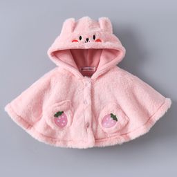 Kookie Kids Full Sleeves Poncho Style Hoodie with Pockets & Bunny Applique -Pink-image-84
