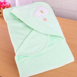 Simply Interlock Cotton Knit Teddy  Print Towel & Wrapper with Hood  L 80 x B 80 cm - Mint-image-11