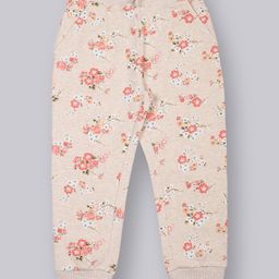 Plum Tree Cotton Floral Printed Joggers - Peach-image-27