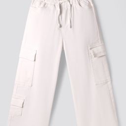 Primo Gino Cotton Woven Full Length Loose-Fit Cargo Jeans - White-image-55