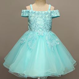 Mark & Mia Woven Cold Shoulder Sleeves Party Dress With Embroidery Pearl & Sequin Detailing - Sea Green-image-15