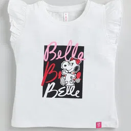 giniekids Cotton Sleeveless Belle Belle Text & Dog Placement Printed Top - White-picture-7