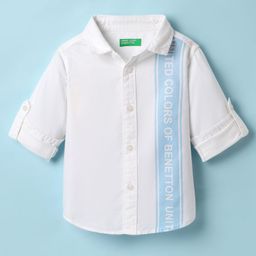 UCB Cotton Woven Full Sleeves Shirt with Brand Name Print - White-image-6