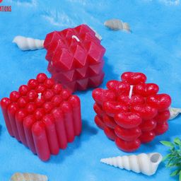 Aura Red 3 pieces Tea Light Textured Candle-picture-19