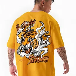 ANGERHOOD Graphic Tiger Printed Drop-Shoulder Sleeves Oversized Cotton T-shirt-picture-47