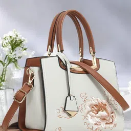 Exotic Women Floral Printed Structured Handheld Bag-image-15