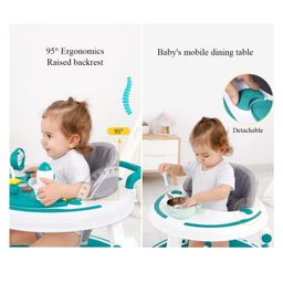 fab n funky Multi Function Adjustable Height Musical Baby Walker With Toy Bar - Green image 4