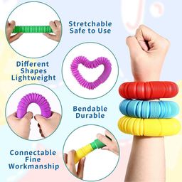 ADKD Pop Tubes Stress Relief Fidget Tubes for Kids and Adult Sensory Fidget Learning Toy Set of 24 Tubes-(Color May Vary) image 5