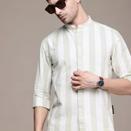 French Connection Men Premium Slim Fit Striped Pure Cotton Casual Shirt-image-99