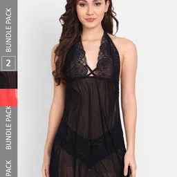 FIMS Pack of 2 Net Halter Neck Baby Doll-picture-5
