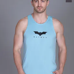 Antiloop Pack of 2 Printed Round Neck Tank Vest CB2-VSTBAT2-BULL1-SKY-DGRY-M-41