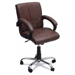Ergonomica Dark Bown Leatherette Lavazi Low Back Home Office Desk Chair-image-77